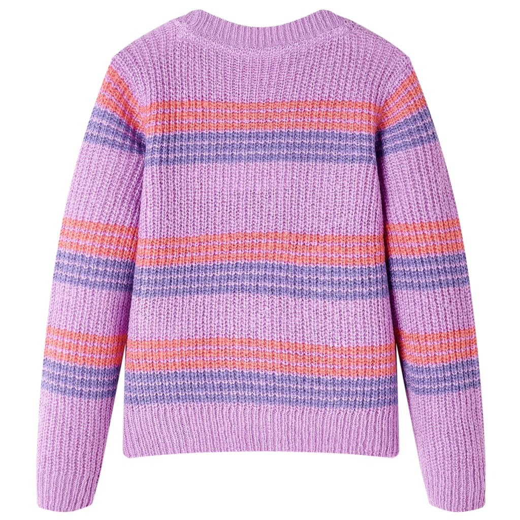 Kinderpullover mit Streifen Gestrickt Lila und Rosa