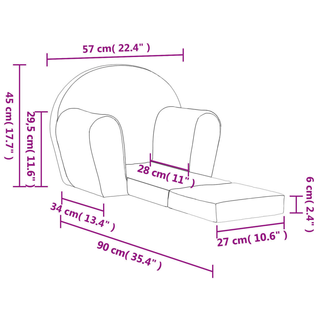 Kinder-Schlafsofa 2-Sitzer Weicher Plüsch für Kinder
