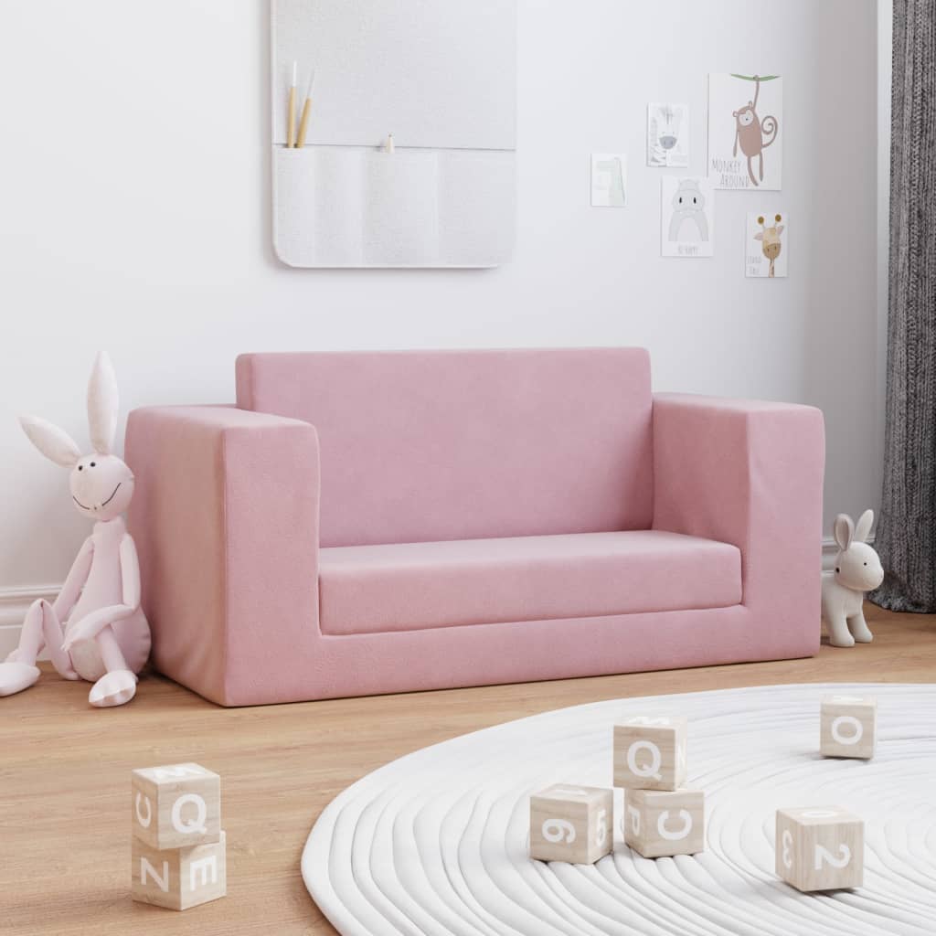 Kinder-Schlafsofa 2-Sitzer Weicher Plüsch mit verschiedenen Designs und Farben