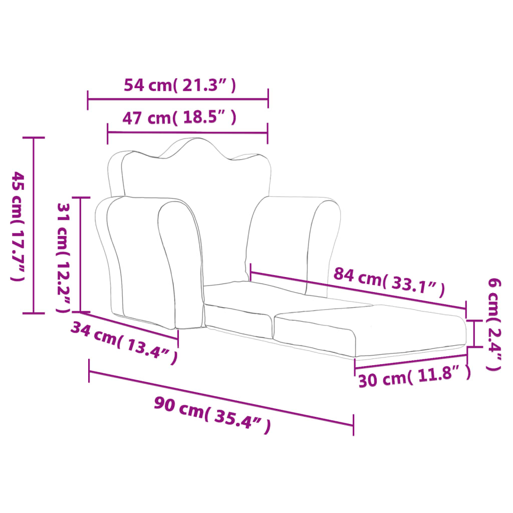Kinder-Schlafsofa 2-Sitzer Weicher Plüsch für Kinder