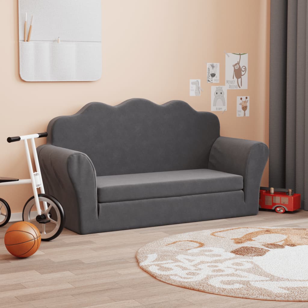Kinder-Schlafsofa 2-Sitzer Weicher Plüsch für Kinder