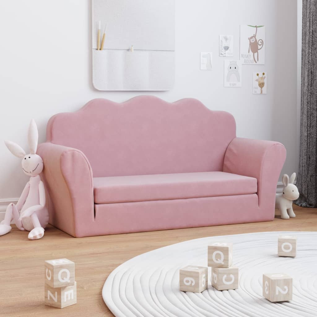 Kinder-Schlafsofa 2-Sitzer Weicher Plüsch für Kinder