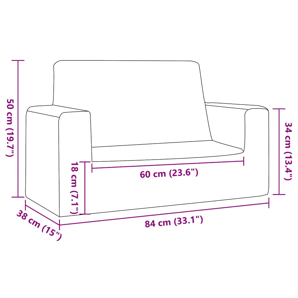 Kinder-Schlafsofa 2-Sitzer Weicher Plüsch mit verschiedenen Designs und Farben