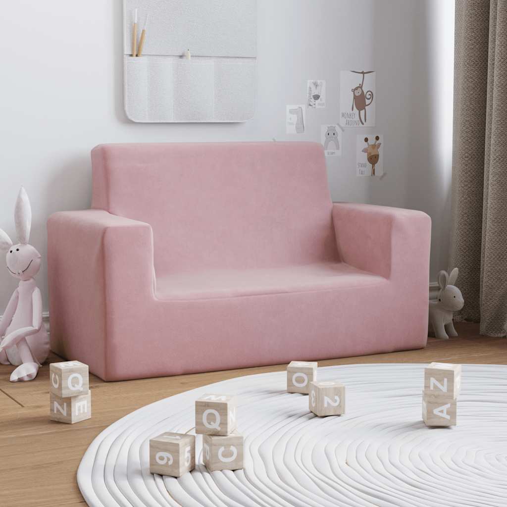 Kinder-Schlafsofa 2-Sitzer Weicher Plüsch mit verschiedenen Designs und Farben