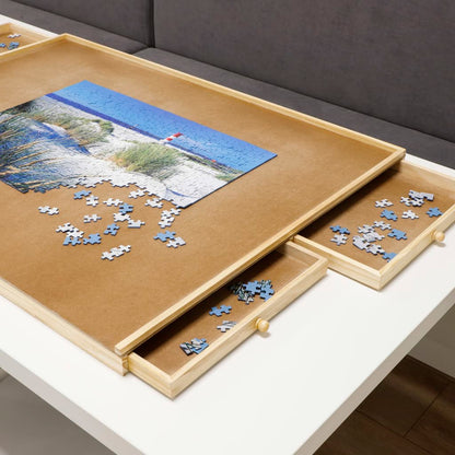 HI Puzzletisch mit 4 Schubladen aus Holz - Yekta