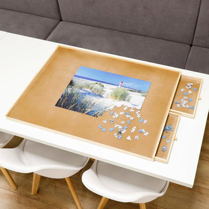 HI Puzzletisch mit 4 Schubladen aus Holz - Yekta
