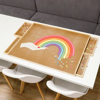 HI Puzzletisch mit 4 Schubladen aus Holz - Yekta