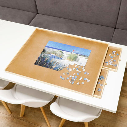 HI Puzzletisch mit 4 Schubladen aus Holz - Yekta