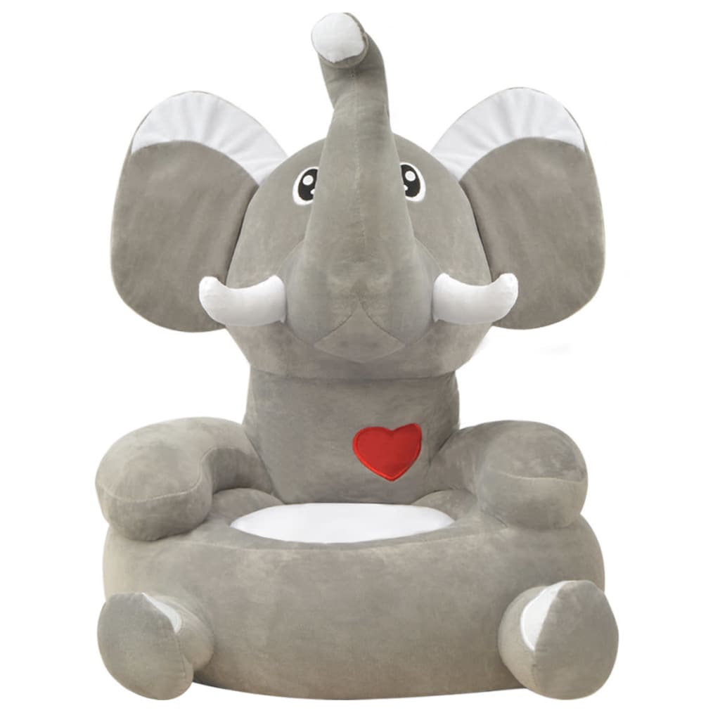 Plüsch-Kindersessel Elefant Grau - Yekta