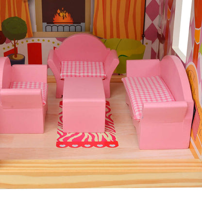 3-Stöckiges Puppenhaus Holz 60 x 30 x 90 cm - Yekta