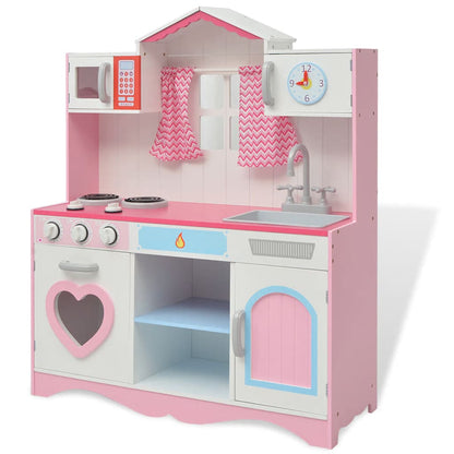 Spielzeugküche Holz 82×30×100 cm Rosa und Weiß - Yekta
