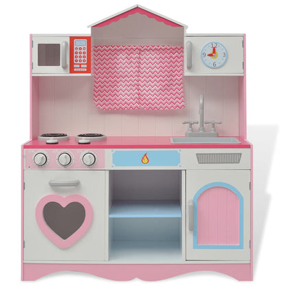 Spielzeugküche Holz 82×30×100 cm Rosa und Weiß - Yekta