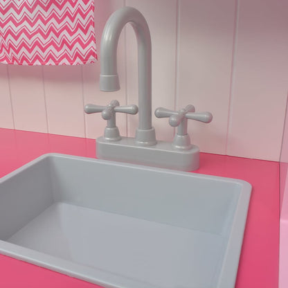 Spielzeugküche Holz 82×30×100 cm Rosa und Weiß - Yekta
