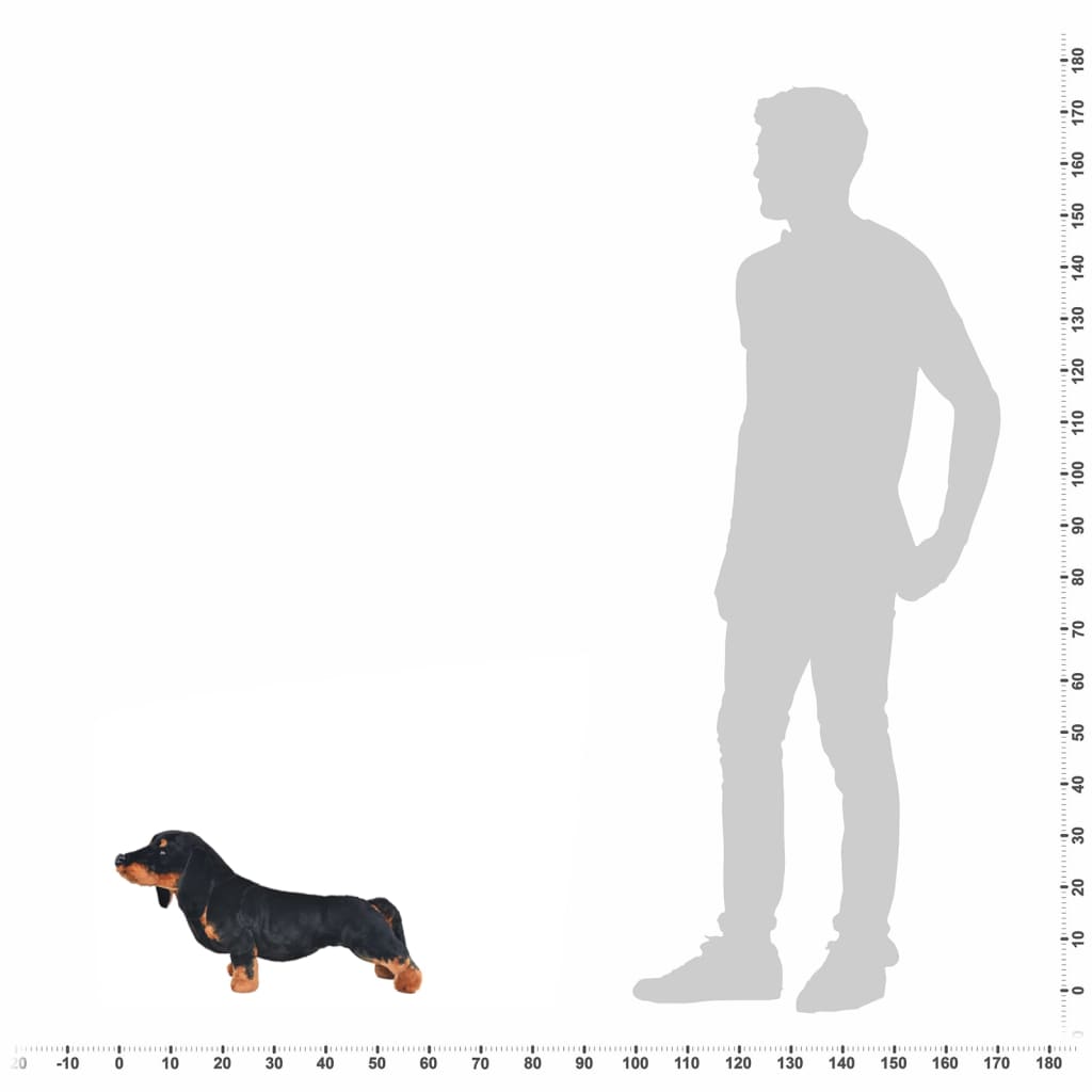 XXL Plüschtier Hund Dackel Stehend Plüsch Schwarz - Yekta