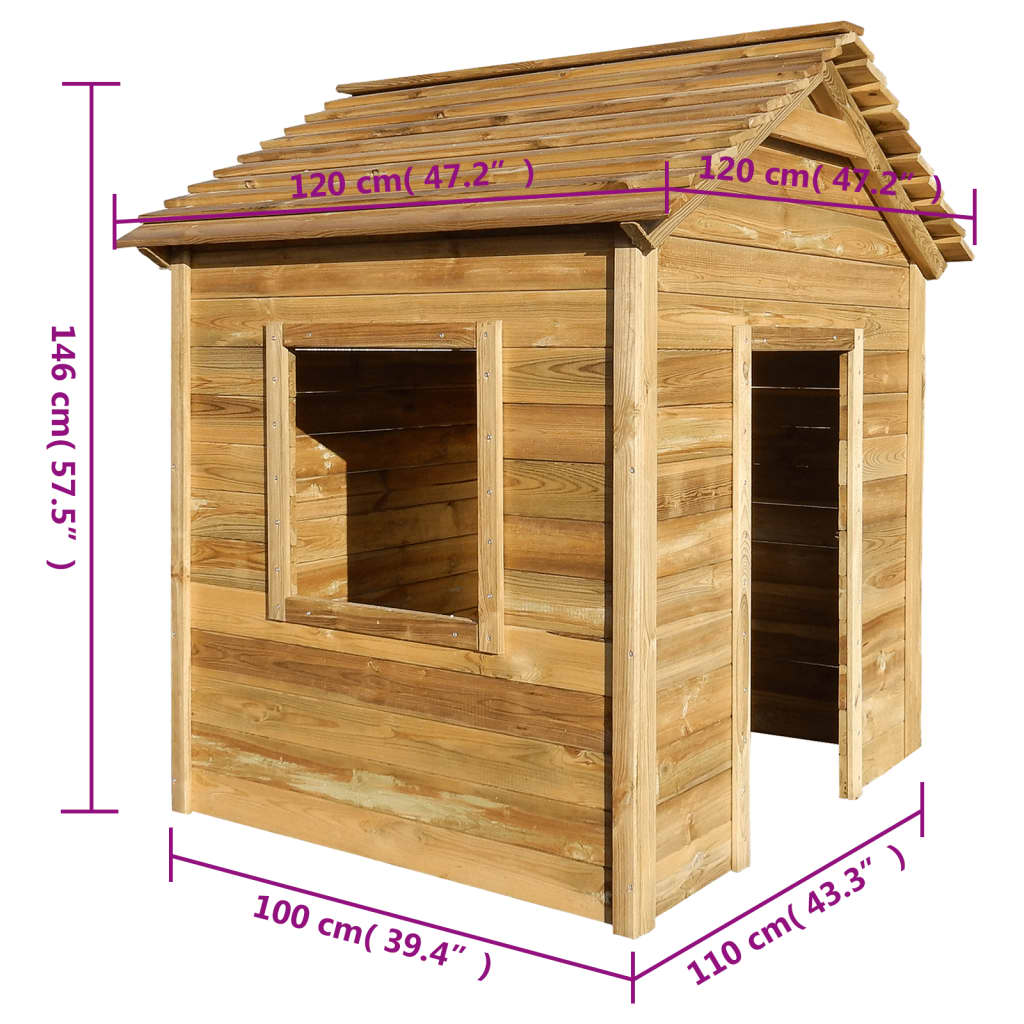 Spielhaus für den Garten 120x120x146 cm Kiefernholz - Yekta