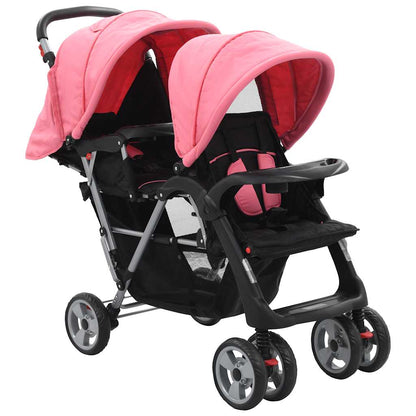 Tandem-Kinderwagen Stahl für Zwillings- und Geschwisterkinder - Yekta
