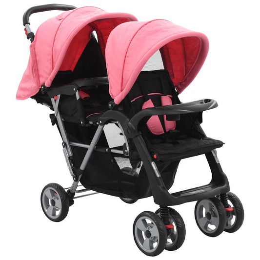 Tandem-Kinderwagen Stahl für Zwillings- und Geschwisterkinder - Yekta