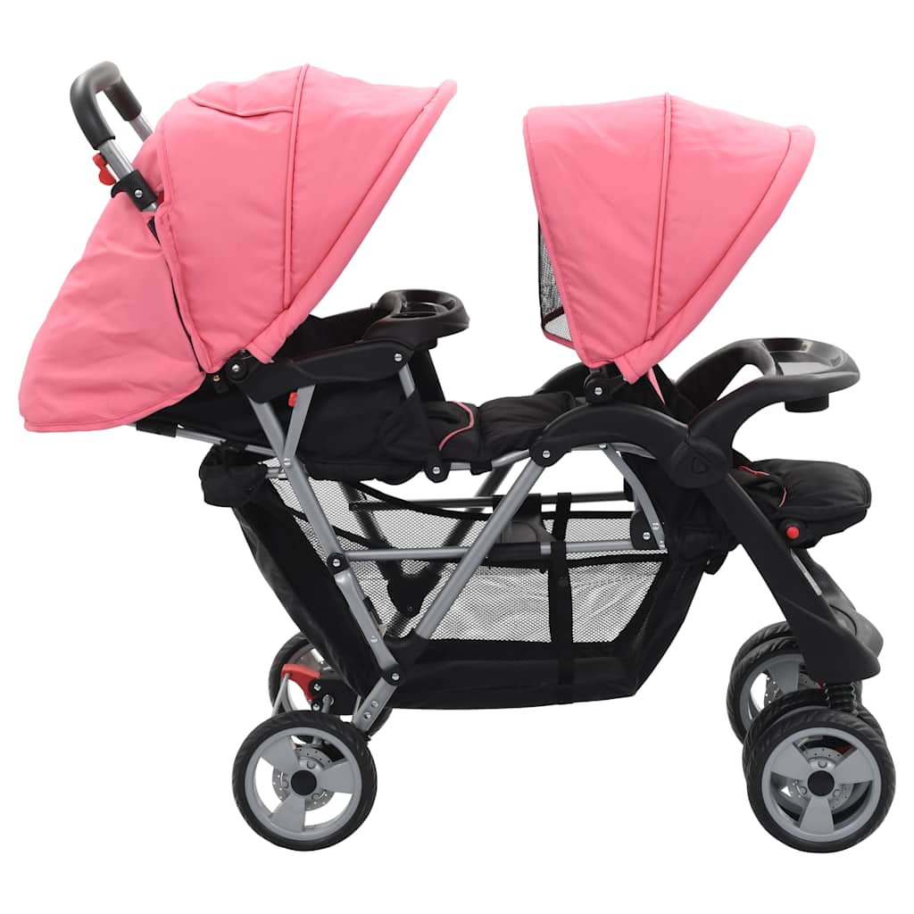 Tandem-Kinderwagen Stahl für Zwillings- und Geschwisterkinder - Yekta