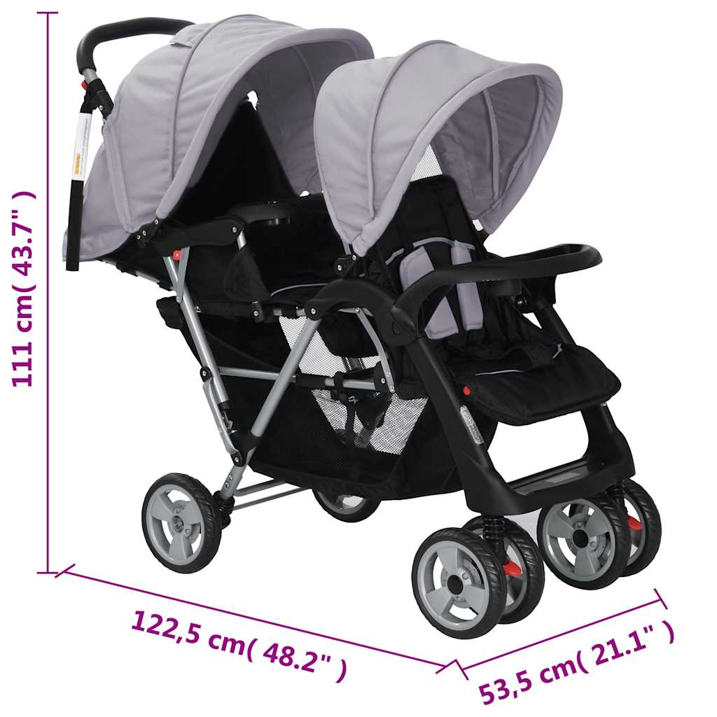Tandem-Kinderwagen Stahl in verschiedenen Farben - Yekta