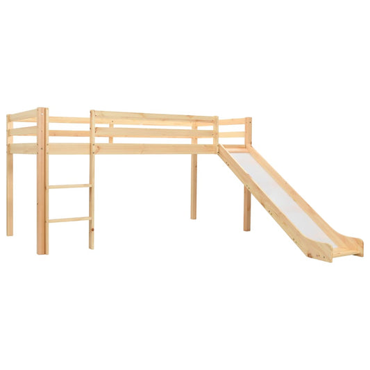 Kinderhochbett-Rahmen mit Rutsche und Leiter aus Kiefernholz - Yekta