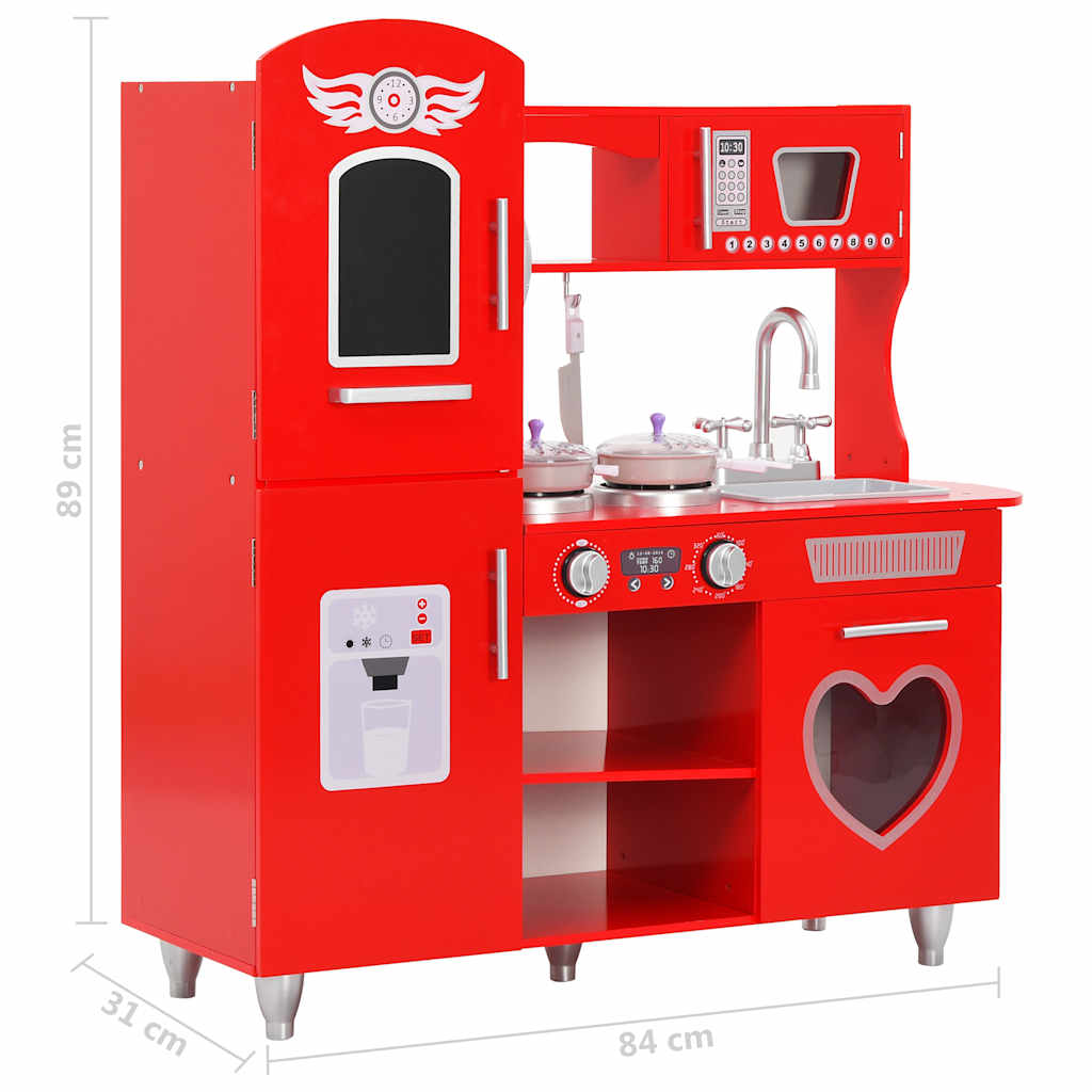 Spielküche Kinder MDF 84x31x89 cm Rot - Yekta