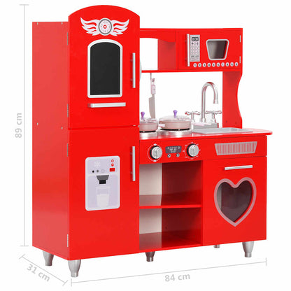 Spielküche Kinder MDF 84x31x89 cm Rot - Yekta