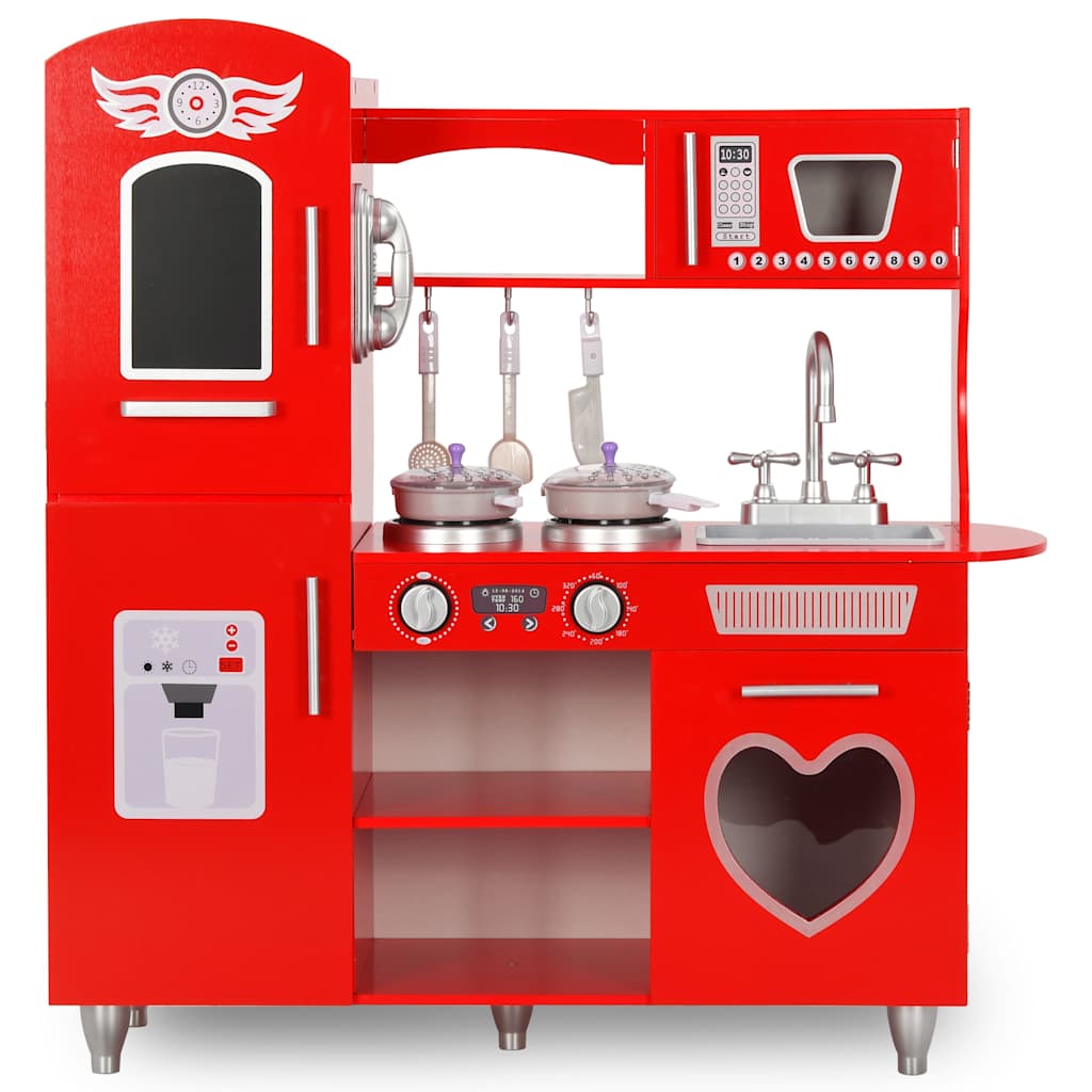 Spielküche Kinder MDF 84x31x89 cm Rot - Yekta