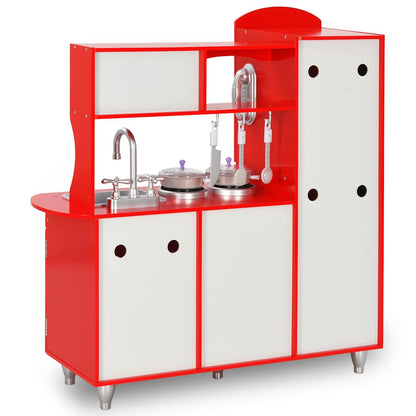 Spielküche Kinder MDF 84x31x89 cm Rot - Yekta