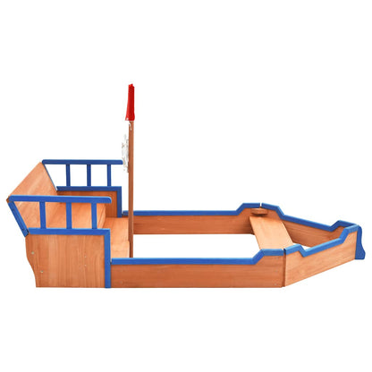 Sandkasten Piratenschiff Tannenholz 190x94,5x101 cm - Yekta