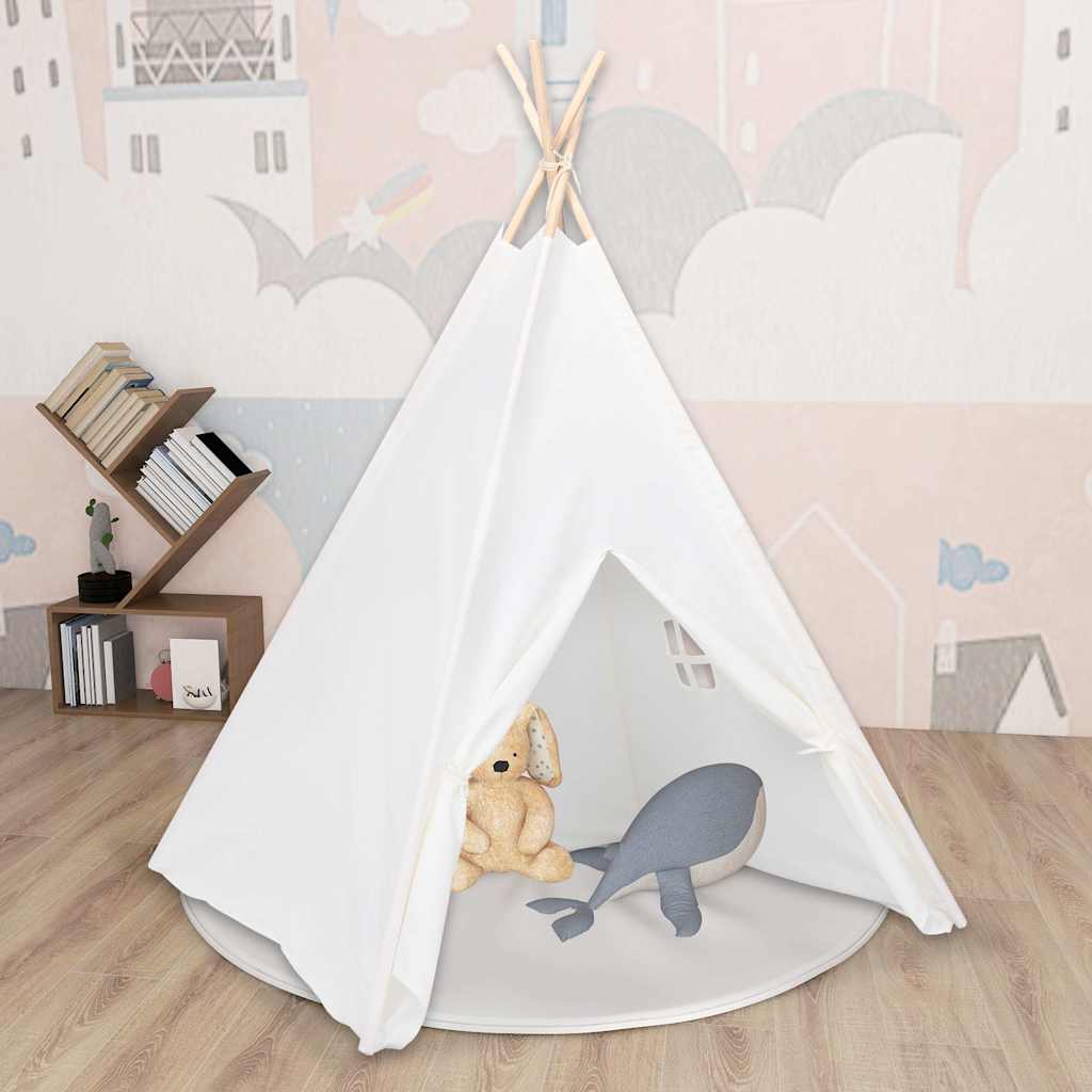 Kinder Tipi-Zelt Pfirsichhaut Weiß 120x120x150 cm - Yekta