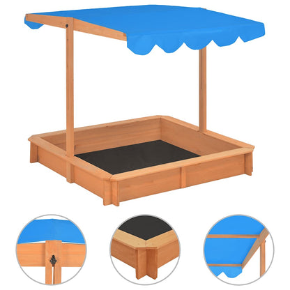 Sandkasten mit Verstellbarem Dach aus Tannenholz UV50 115x115x115 cm