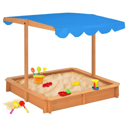 Sandkasten mit Verstellbarem Dach aus Tannenholz UV50 115x115x115 cm