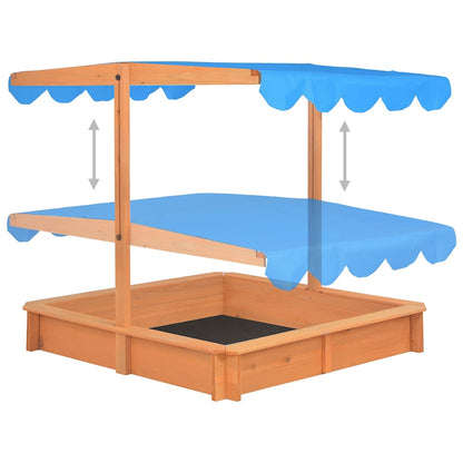 Sandkasten mit Verstellbarem Dach aus Tannenholz UV50 115x115x115 cm
