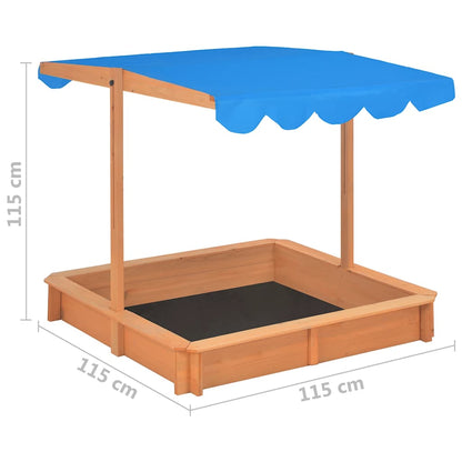 Sandkasten mit Verstellbarem Dach aus Tannenholz UV50 115x115x115 cm