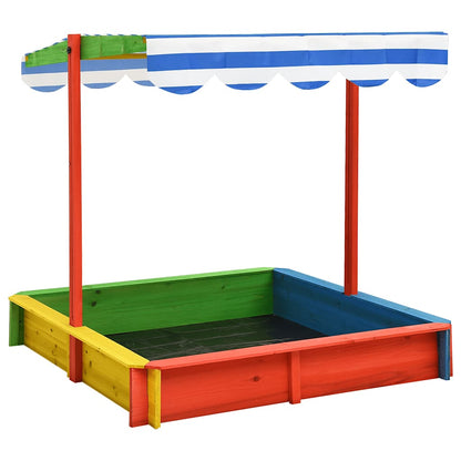 Sandkasten mit Verstellbarem Dach aus Tannenholz UV50 115x115x115 cm