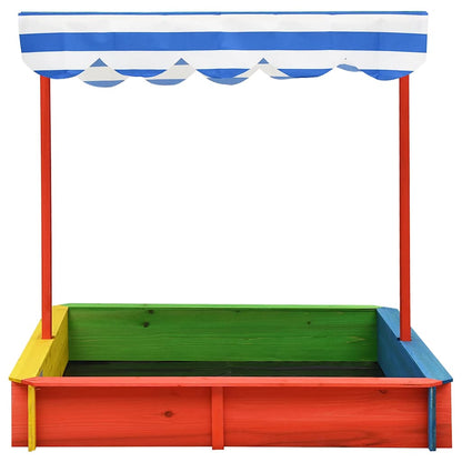 Sandkasten mit Verstellbarem Dach aus Tannenholz UV50 115x115x115 cm