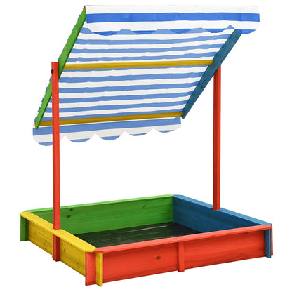 Sandkasten mit Verstellbarem Dach aus Tannenholz UV50 115x115x115 cm