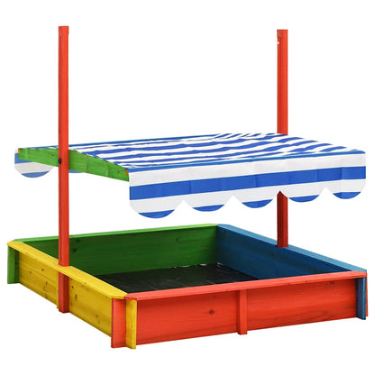 Sandkasten mit Verstellbarem Dach aus Tannenholz UV50 115x115x115 cm