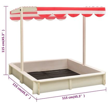 Sandkasten mit Verstellbarem Dach aus Tannenholz UV50 115x115x115 cm