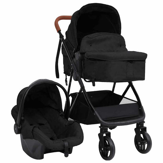 3-in-1 Kinderwagen Anthrazit und Schwarz, Hellgrau und Schwarz Stahl - Yekta