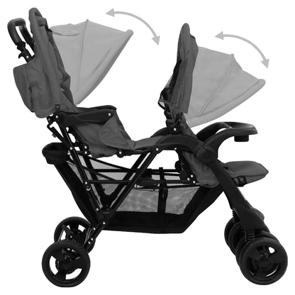 Tandem-Kinderwagen Stahl für Zwillings- und Geschwisterkinder - Yekta