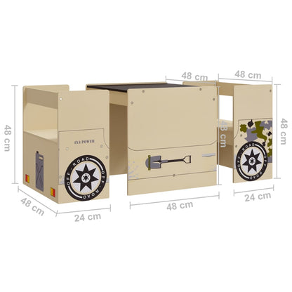 3-tlg. Kindertisch und Stuhl Set mit Fahrzeug-Design MDF - Yekta