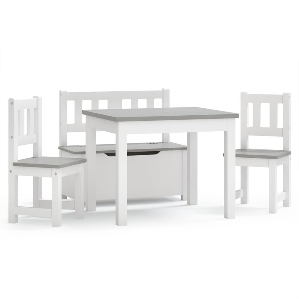 4-tlg. Kinder-Sitzgruppe Weiß MDF - Yekta