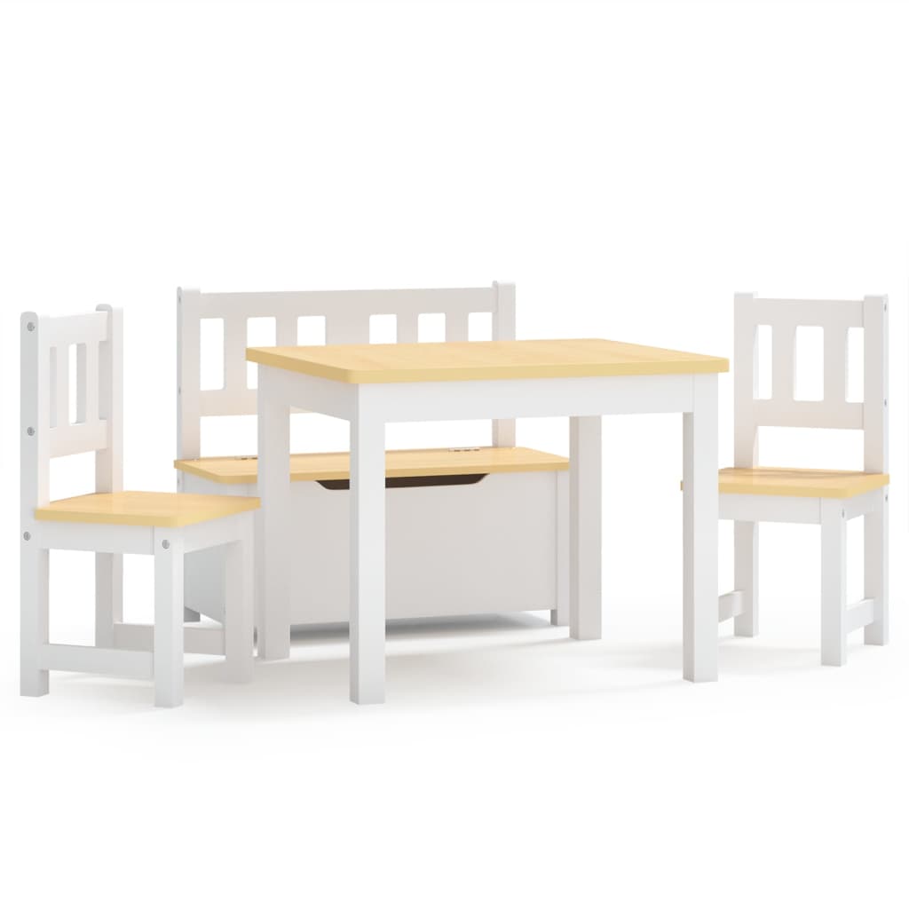 4-tlg. Kinder-Sitzgruppe Weiß MDF - Yekta