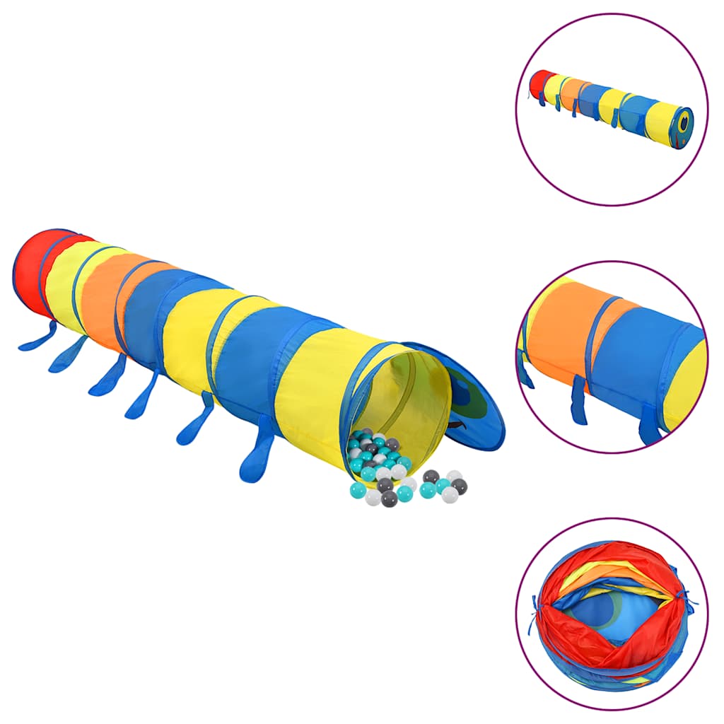 Spieltunnel für Kinder mit 250 Bällen und 245 cm aus Polyester, Mehrfarbig - Yekta