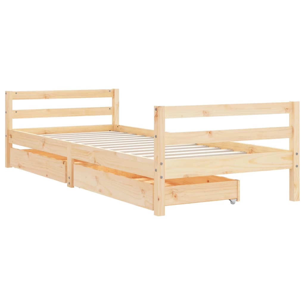 Kinderbett mit Schubladen Massivholz Kiefer 70x140cm-90x200cm - Yekta