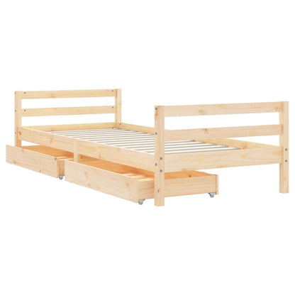 Kinderbett mit Schubladen Massivholz Kiefer 70x140cm-90x200cm - Yekta