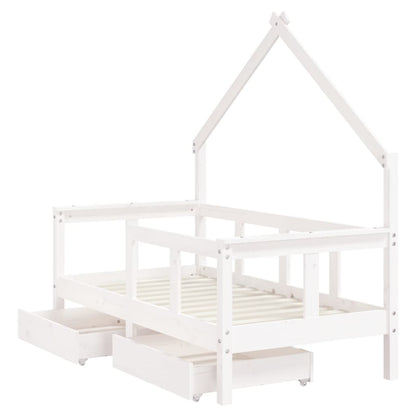 Kinderbett mit Schubladen Massivholz Kiefer 70x140 cm - 90x200 cm - Yekta