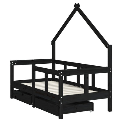Kinderbett mit Schubladen Massivholz Kiefer 70x140 cm - 90x200 cm - Yekta