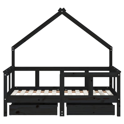 Kinderbett mit Schubladen Massivholz Kiefer 70x140 cm - 90x200 cm - Yekta